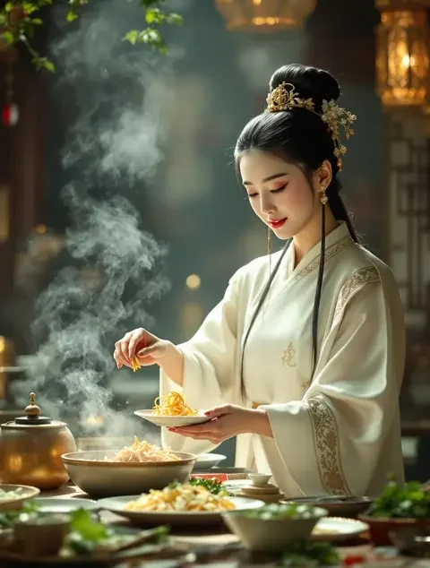 《长安小厨娘》短剧封面，古装题材，2024 年作品